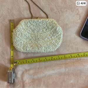 Chic Cream Beaded Wristlet